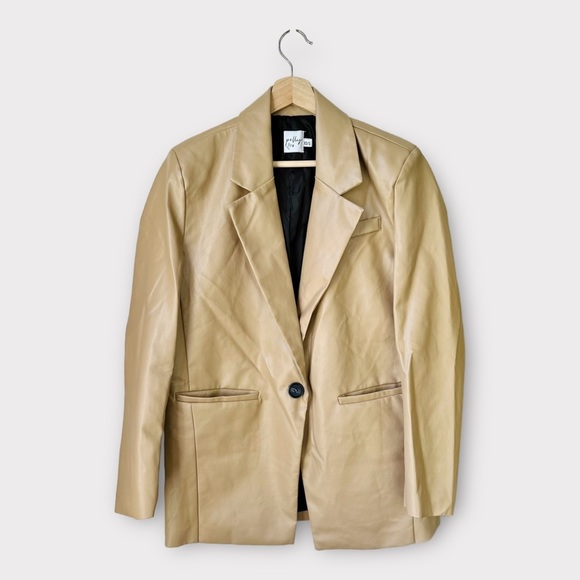 Princess Polly Faux Leather Blazer in Tan, size XS/S - Picture 1 of 7